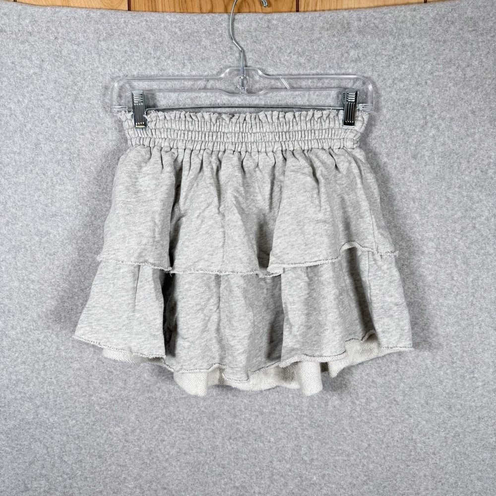 Aerie Skirt Womens XXS Gray Pull On Sweat Mini Tiered Cotton NWT